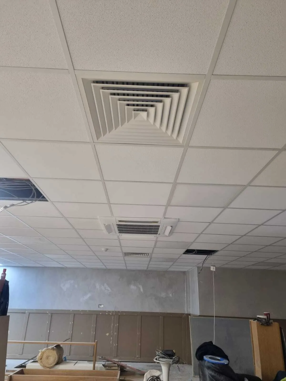 Ceiling ventilation diffuser installed in an office fit-out