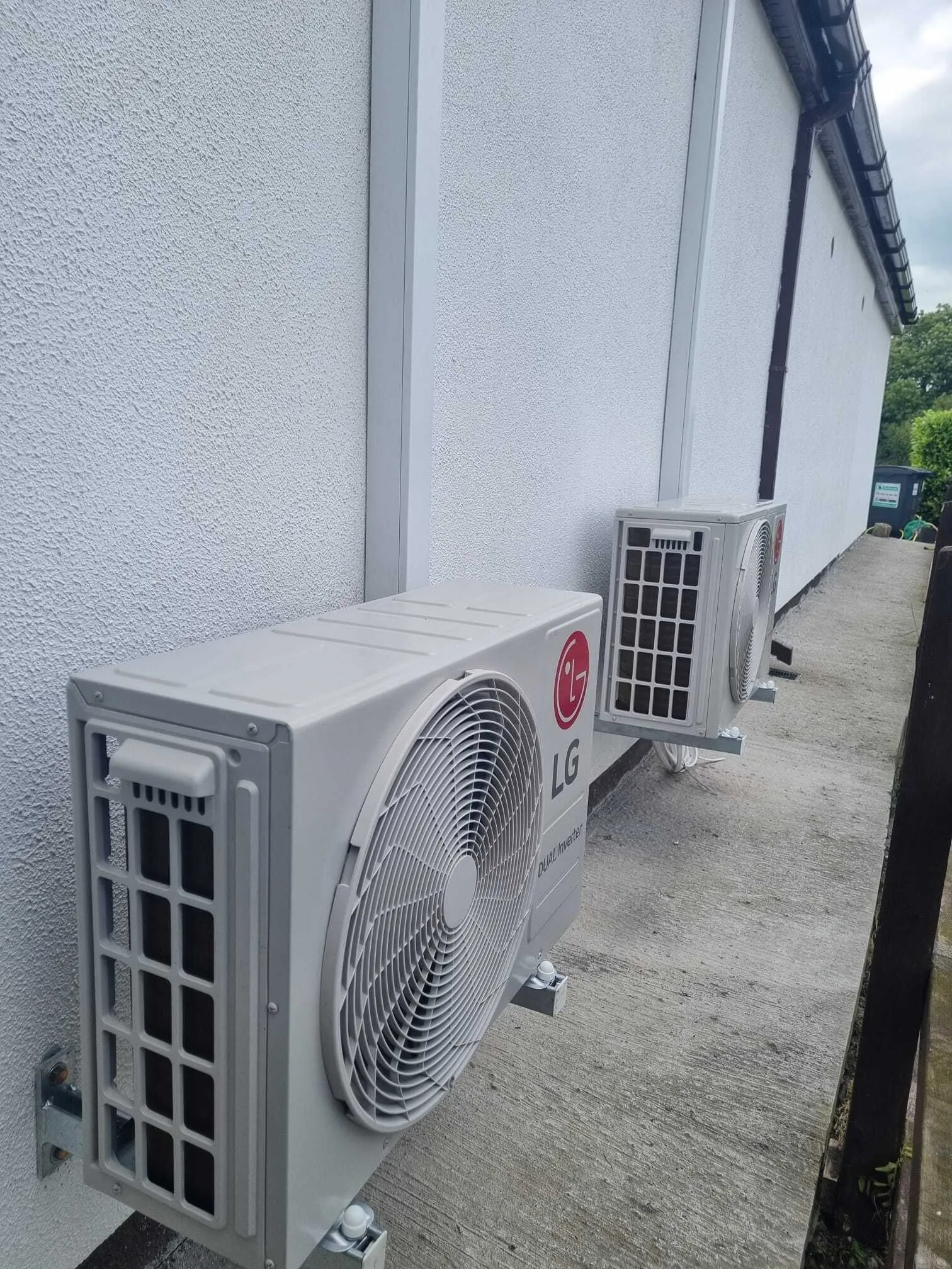 LG outdoor units installed along a side passage